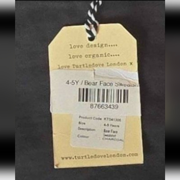 NWT - Turtledove London - Organic; Size 4-5, Charcoal Bear Face; Pants & Top - Picture 5 of 8